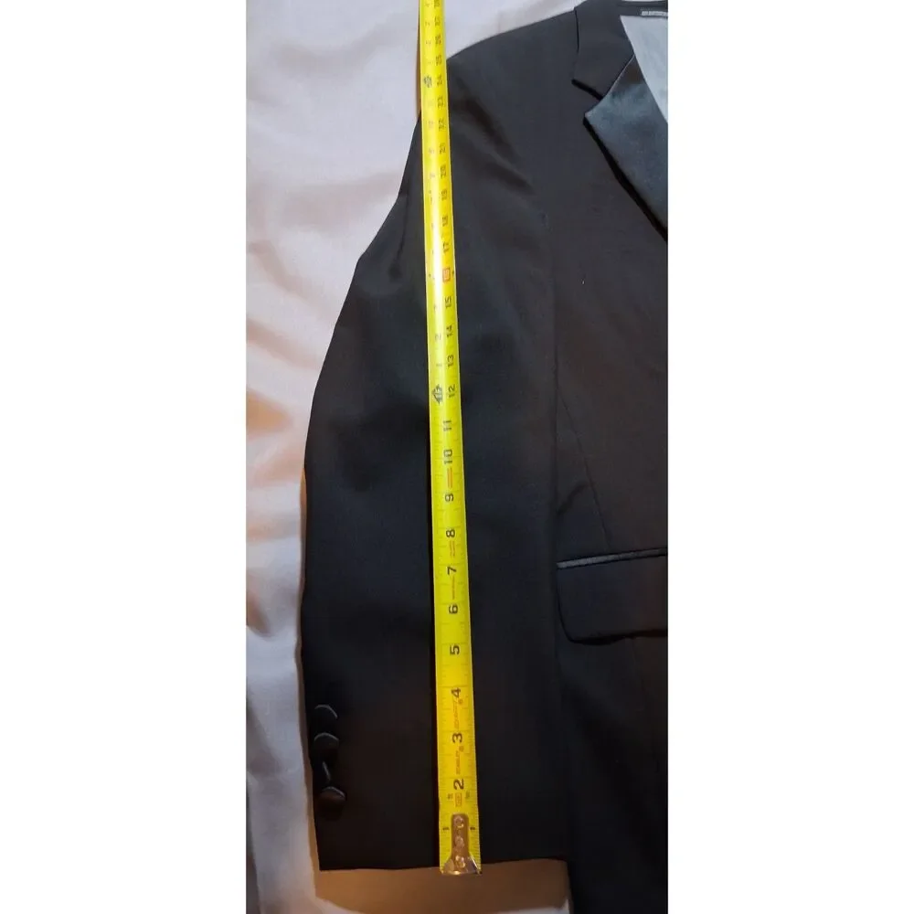 Stafford Mens Black Two-Piece Tuxedo Suit Set 42R Blazer 36x30 Pants Formal